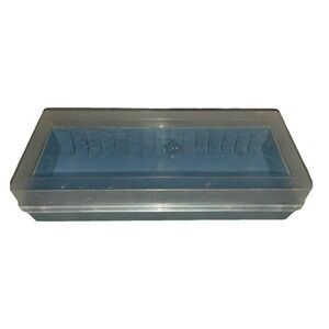 Cassette‎ Tape Storage Case Blue Clear Top 15 Slot Vintage